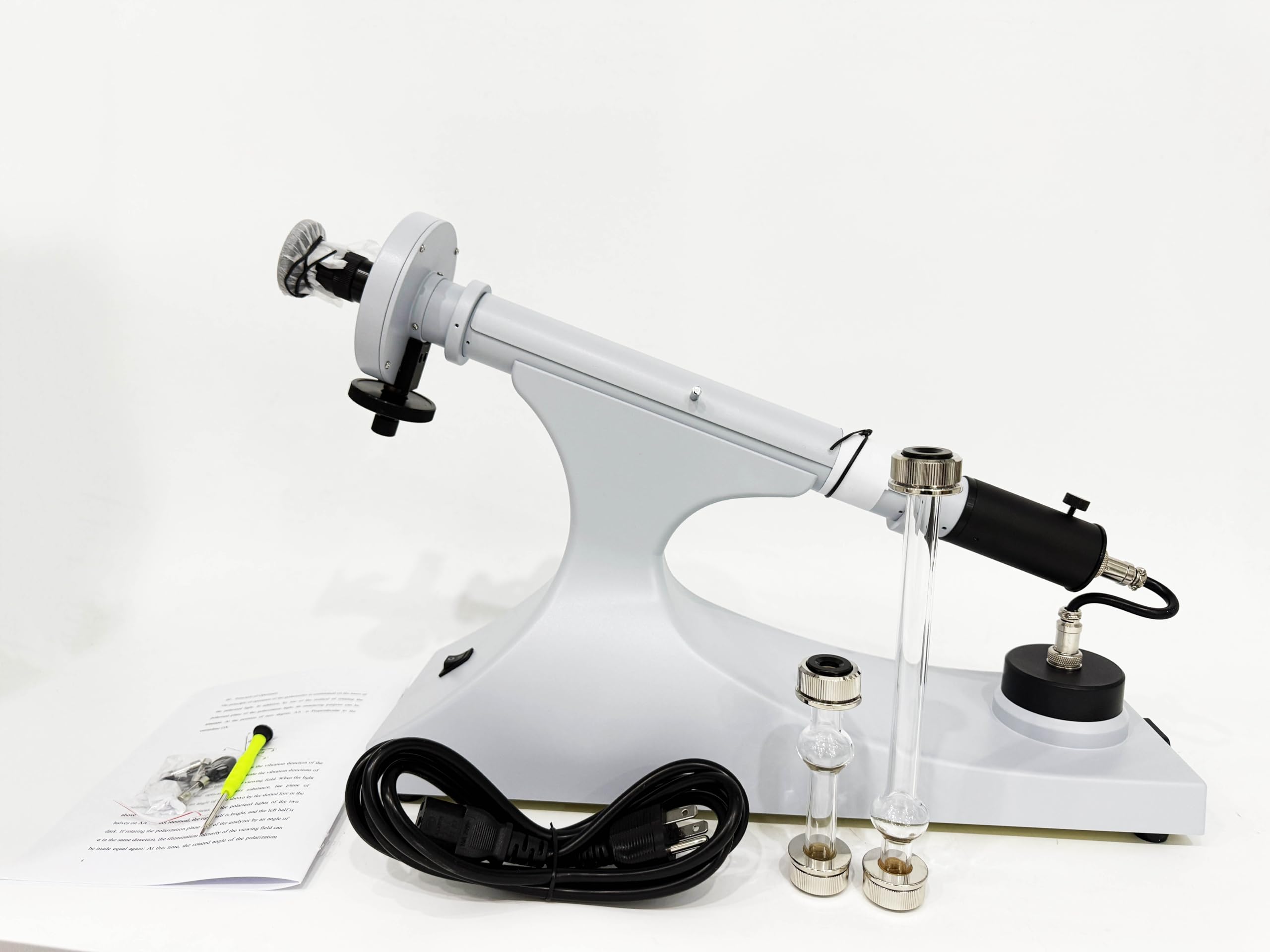 Disc Polarimeter LED Polarimeter Manual Polarimeter with Range from -180° to +180° Accuracy 0.05° Scale Value 1° Magnifier 4X Light Source LED Lamp for Measuring Optically Active Substances