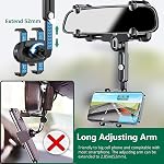 ILKCC Rearview Mirror Phone Holder for Car, 360° Rotating and Retractable Multifunctional Rear View Phone Mount, Upgraded Four Corners Fixed Anti-Shake Fit All Smartphones & Bigger Vehicle