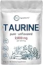 Micro Ingredients Taurine Powder Supplement | 1 KG, 2000mg Per Serving | Unflavored | 100% Pure, Easily Absorbed Free Form | Essential Amino Acids for Exercise, Energy, & Heart Support