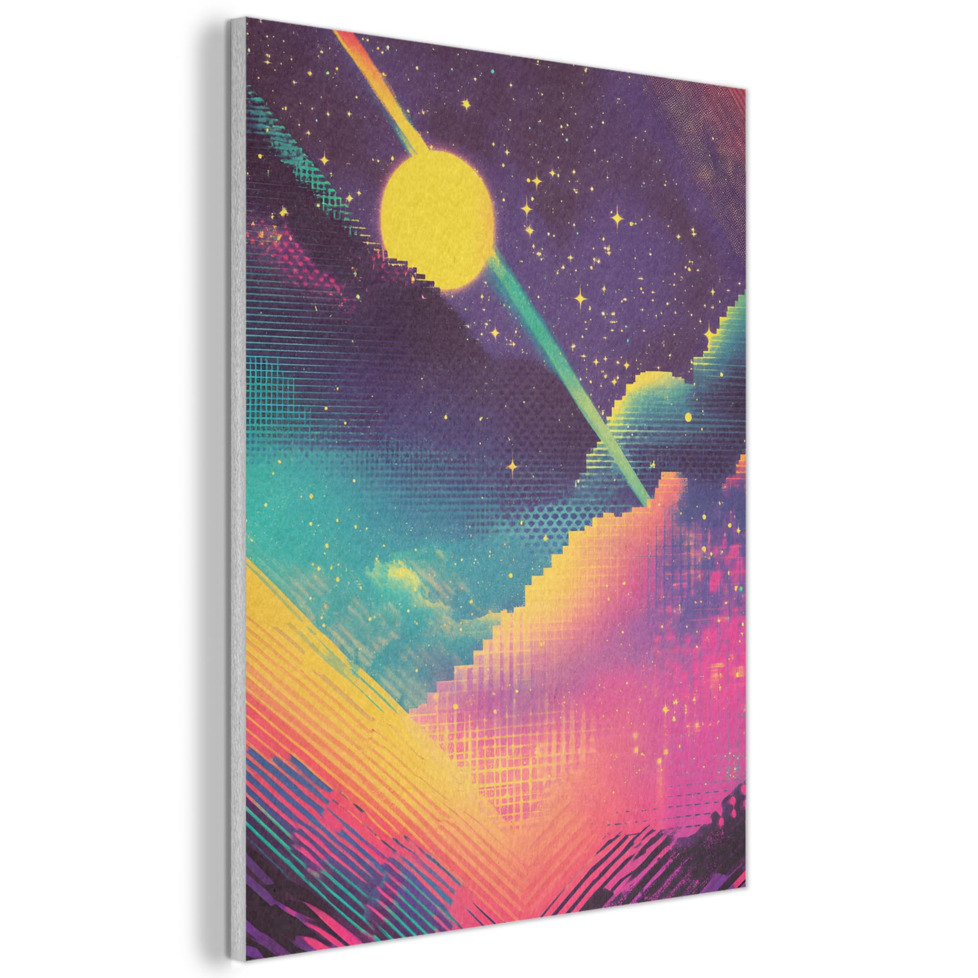 MuchoWow© Felt Panel 60x80 cm Room Style Piece Wallfillers Visual Display Decoration Wall Art Stars - Mountains - Colorful