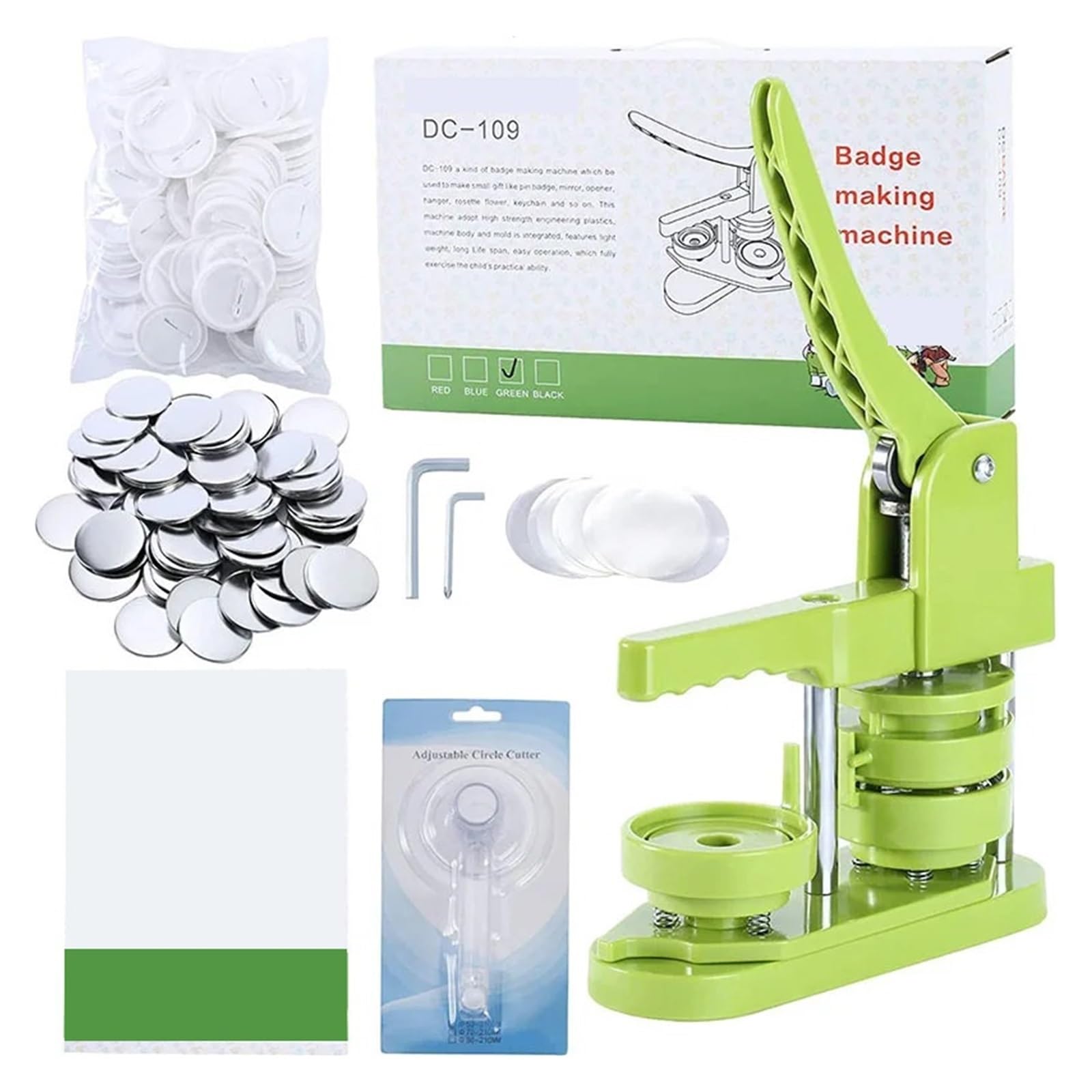 Ruotare Pin Badge Maker Machine Button Pin Maker Badge Punch Press Machine con 100 Set di Parti E Taglierina 25/32/37/44/58MM(25MM)