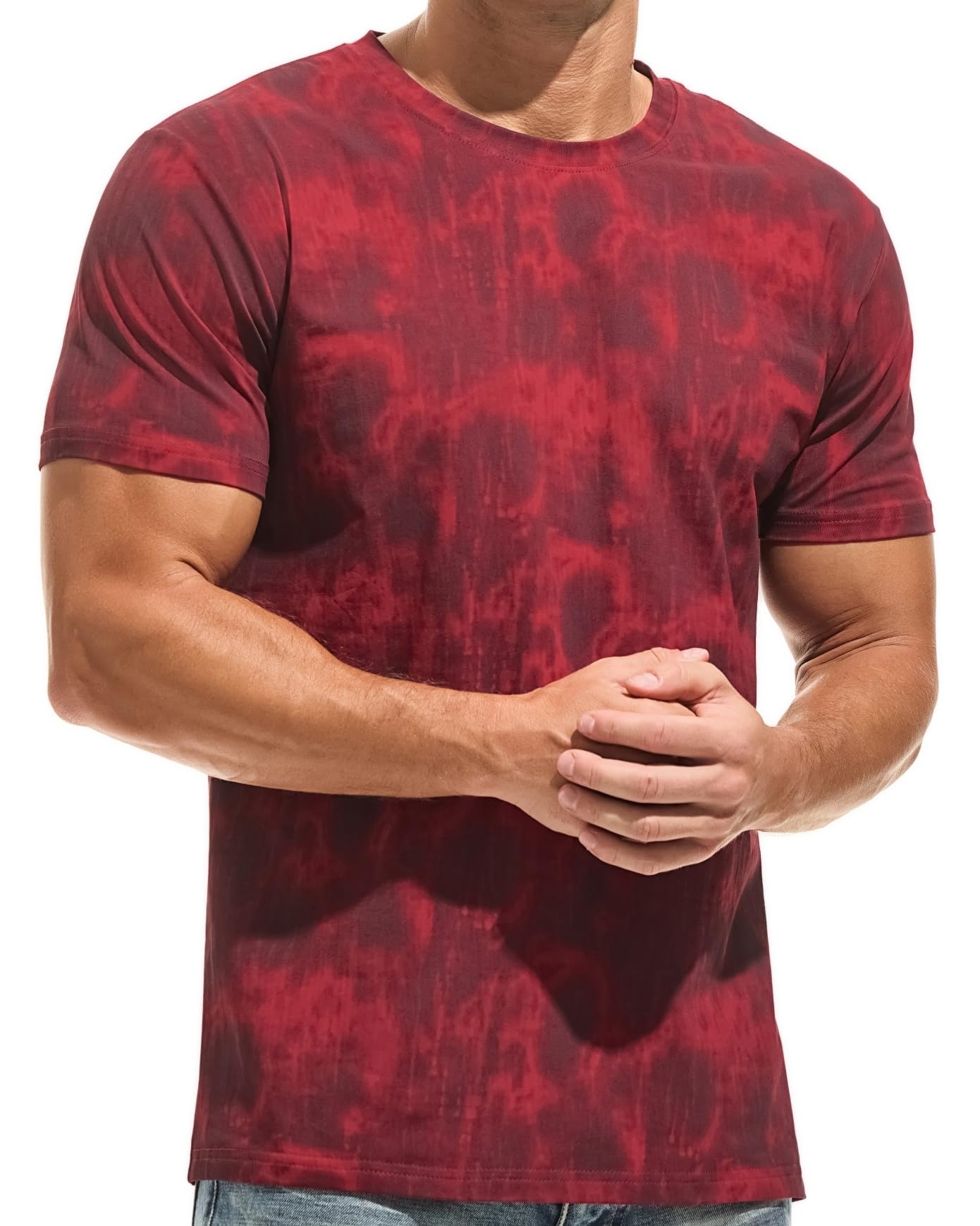 YINGDA Herren Druck-T-Shirt | Vorverzogene Knittern T-Shirts mit mittlerer Elastizität