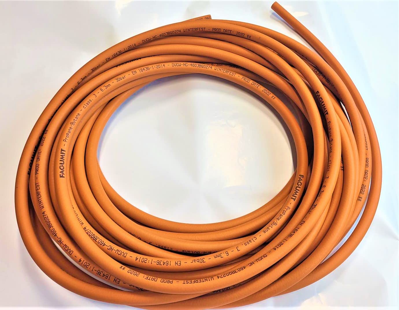 Propan Butan Manguera de Gas (Muy flexible) 500cm (5m) | 30bar | Ø6.3mm (16mm esterno) | Acoplamiento rápido | -30°C | Pantalones para cocineros de camping | 50 m bobina entera o por metros