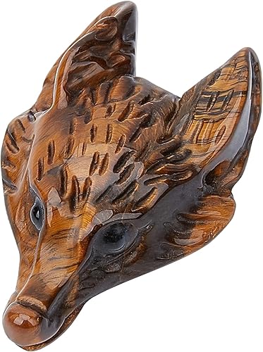 SUNNYCLUE Dijes de cabeza de lobo, colgantes de piedra natural de ojo de tigre, estatua de lobos, figura de piedras preciosas talladas a mano,