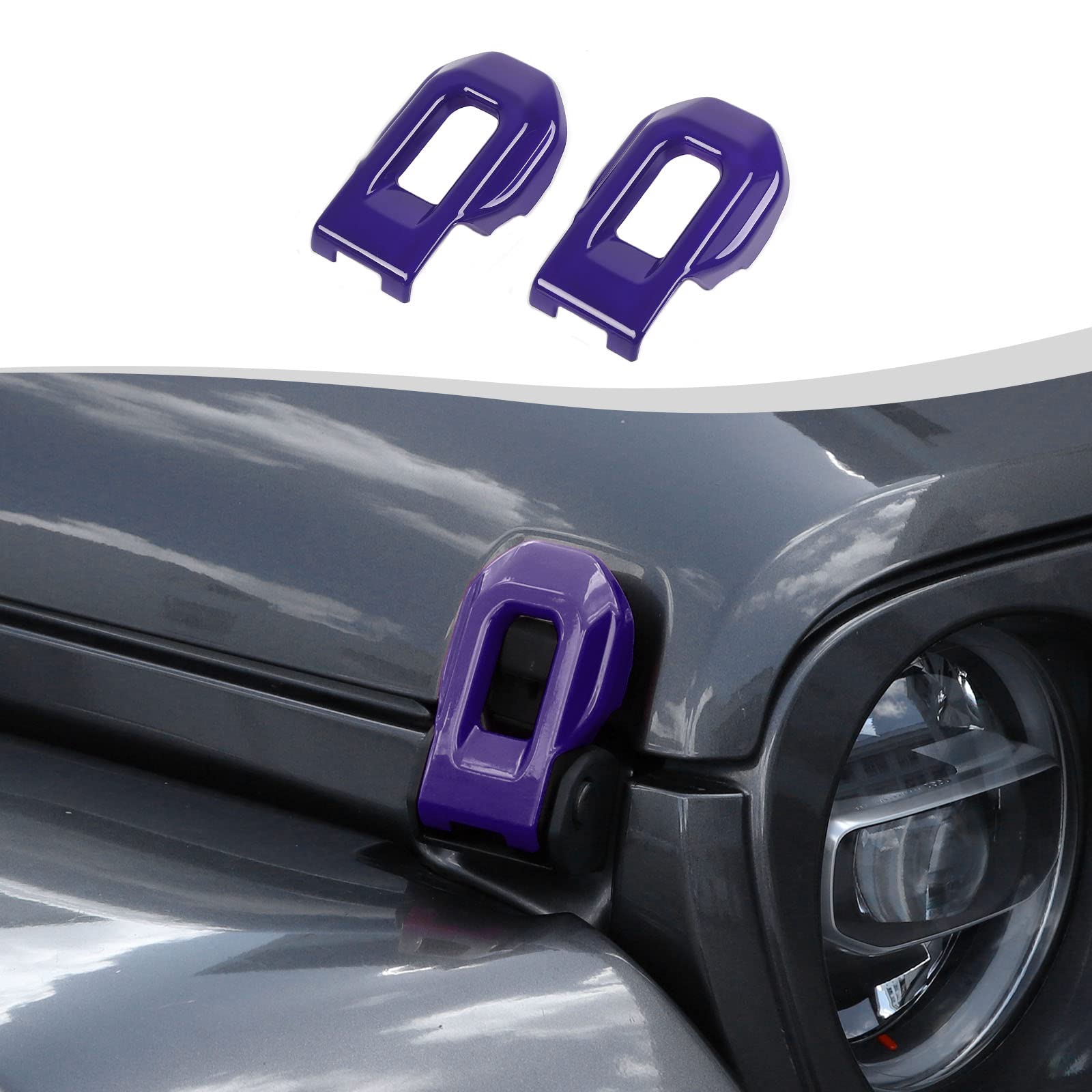 Hood Latch Lock Catch Brackets Cover Trim Fit for 2018-2025 Jeep Wrangler JL JLU & Gladiator JT(Purple)