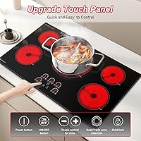 Vista 2 de AMZCHEF Electric Cooktop 36 Inch,5 Burners Built-in Electric Stove Top,Max 9000W Ceramic Glass Countertop with Touch Control,9 Heating Level,Max