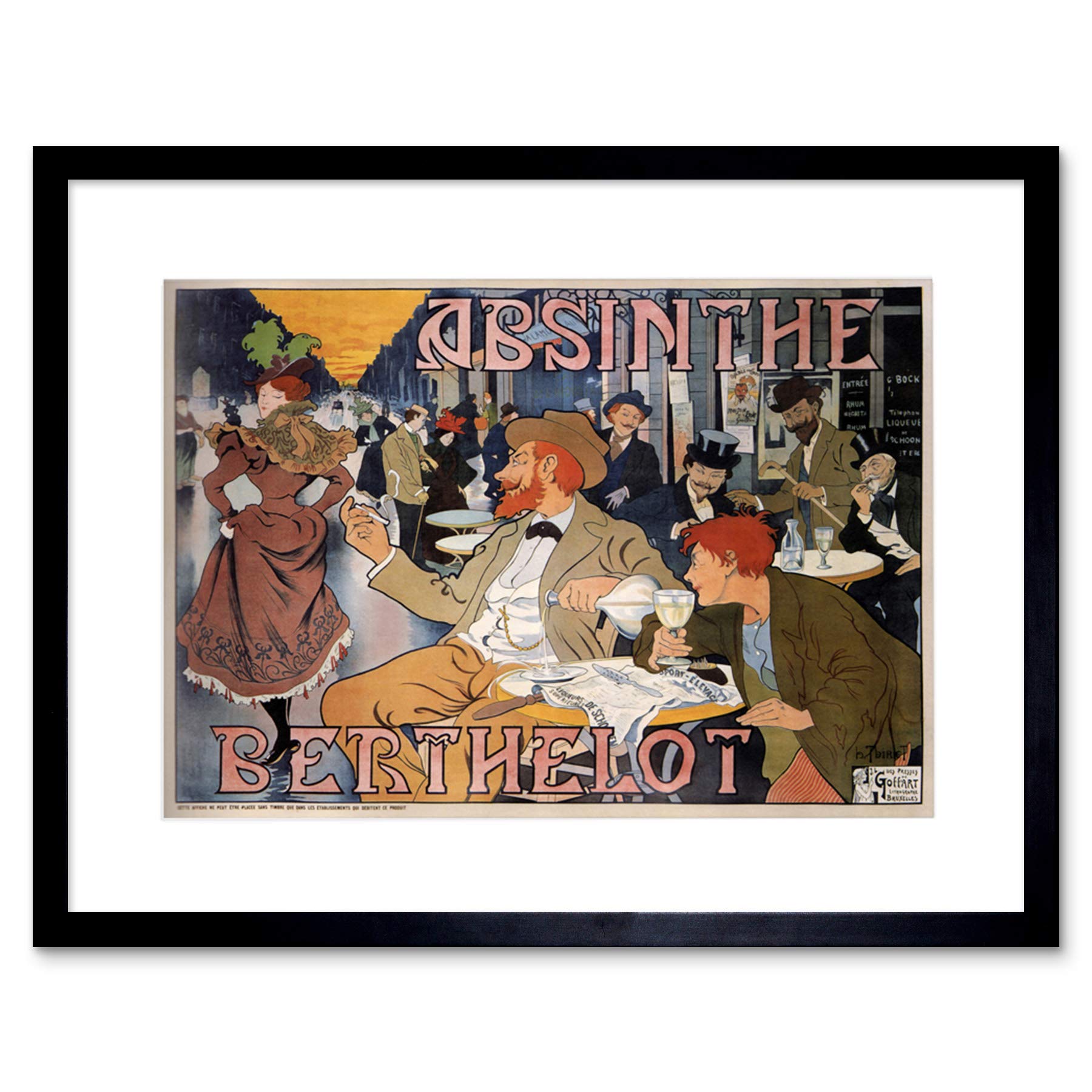 Wee Blue Coo Ad Absinthe Berthelot Brussels Belgium Cafe Framed Wall Art Print