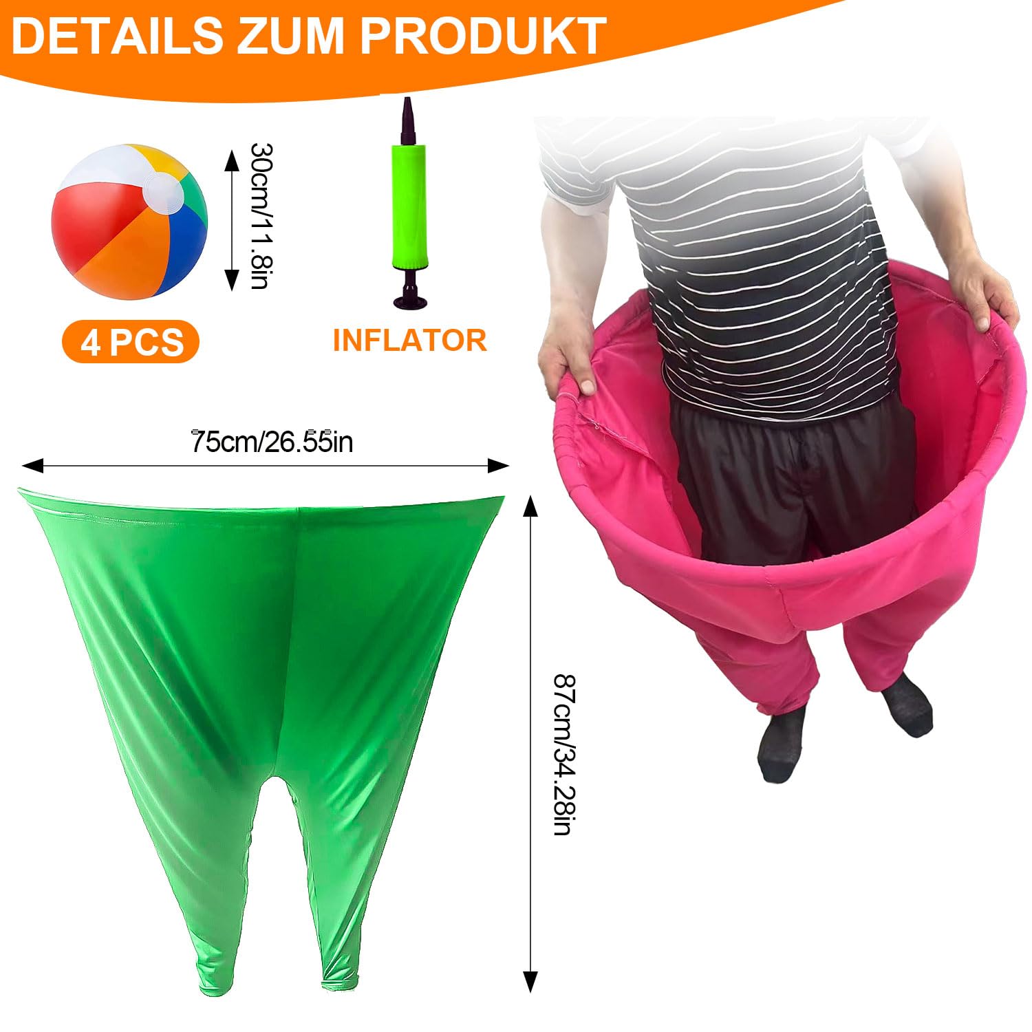 Juego de 2 piezas para la abuela, juego al aire libre con 4 bolas de saltar y 1 bomba de globos, pantalones jumbo, adecuados para juegos al aire libre, entrenamiento grupal, juegos de jardín para