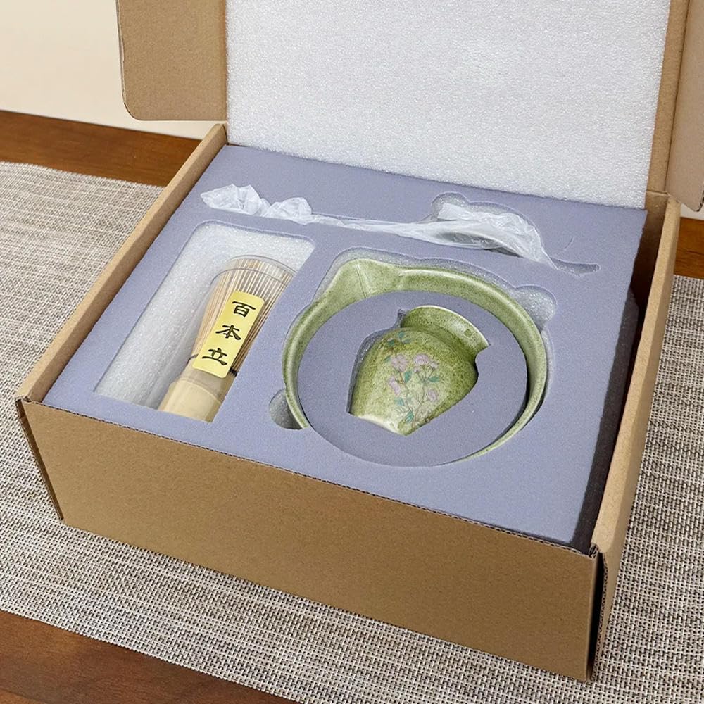 LIUXIN Set di Motivi Matcha 5 Pezzi Ciotola in Ceramica Spazzola per Lavare Il tè Strumenti per la Cerimonia di donazione dei Regali Collezione per Gli Amanti