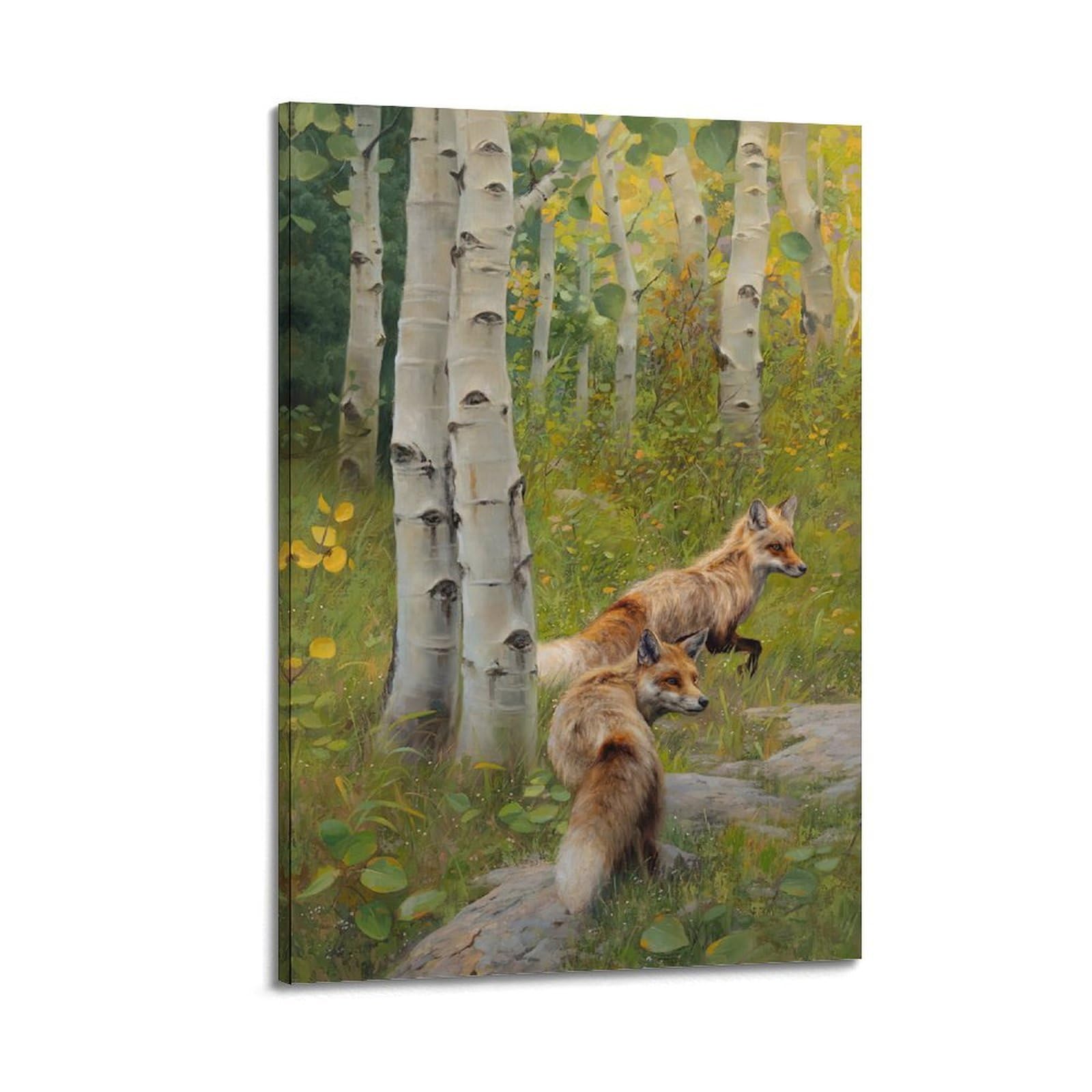 ZSZWHJ Animal Poster Foxes in The Forest Poster Decorative Painting Canvas Wall Posters And Art Picture Print Modern Family Bedroom Decor Posters 16x24inch(40x60cm)