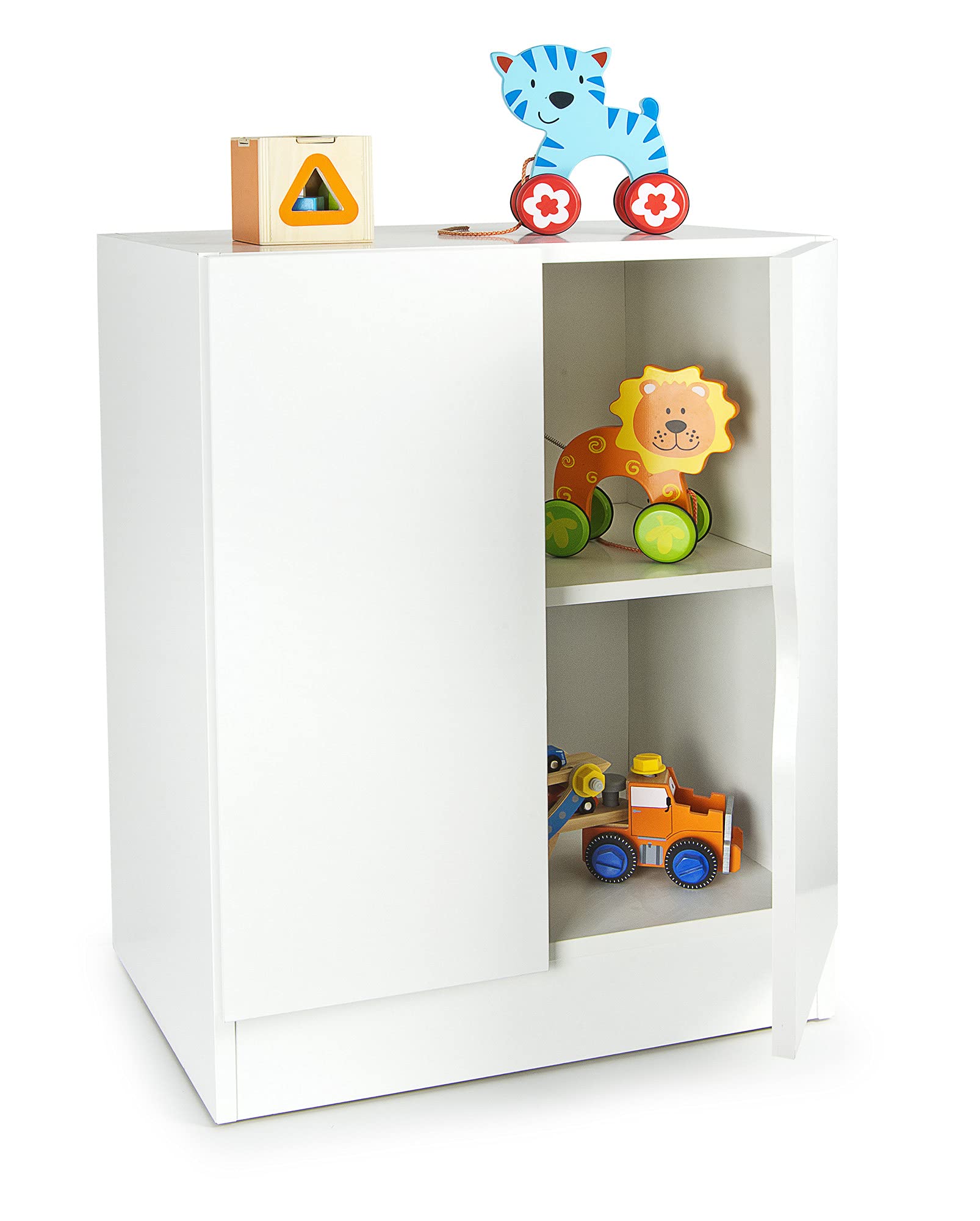 leomark Mueble Roma Blanco Semimate Armario Bajo 60x42x78 cm con Estante Ajustable Diseno Clasico Tablero 18 mm Asa Segura Montaje Sencillo Ideal para Salon Dormitorio o Pasillo, Caballo