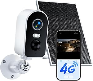 KKB 4G LTE Cellular Security Camera with Solar Panel & SIM Card, 2K No WiFi Security Cameras, Wireless Outdoor Battery Camera, PIR & Color Night Vision, 2 Audio, Free Data Trial, Support SD Card asin的图片