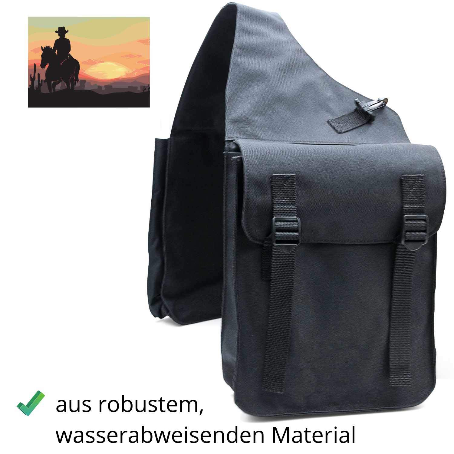 Borsa da Sella per Cavalli Doppia Borsa Nera 013/04D