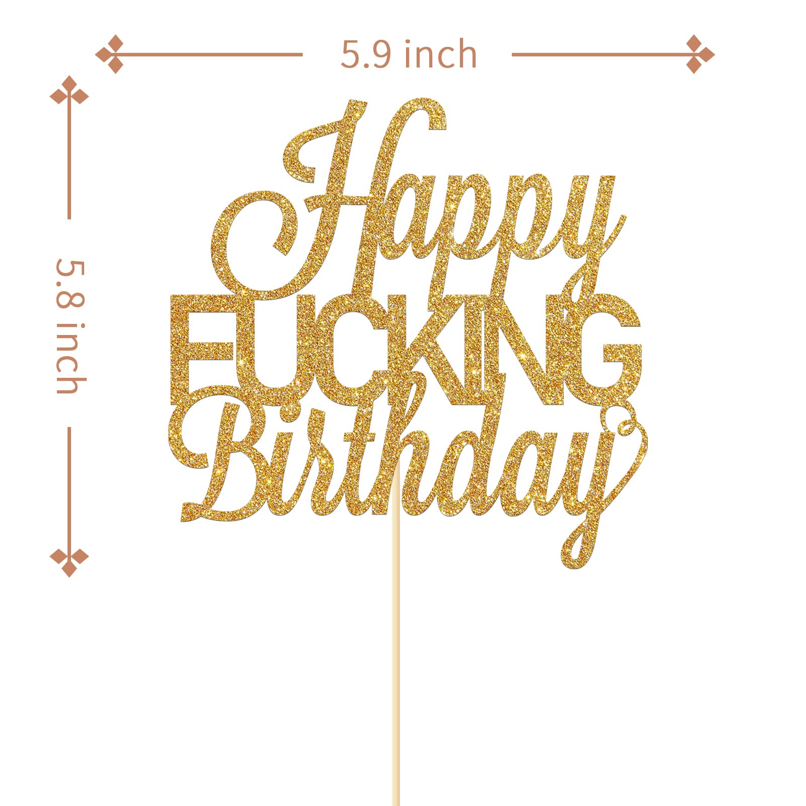KakaSwa Gold Glitter Birthday Cake Topper – Funny Theme Party Decorations & Supplies