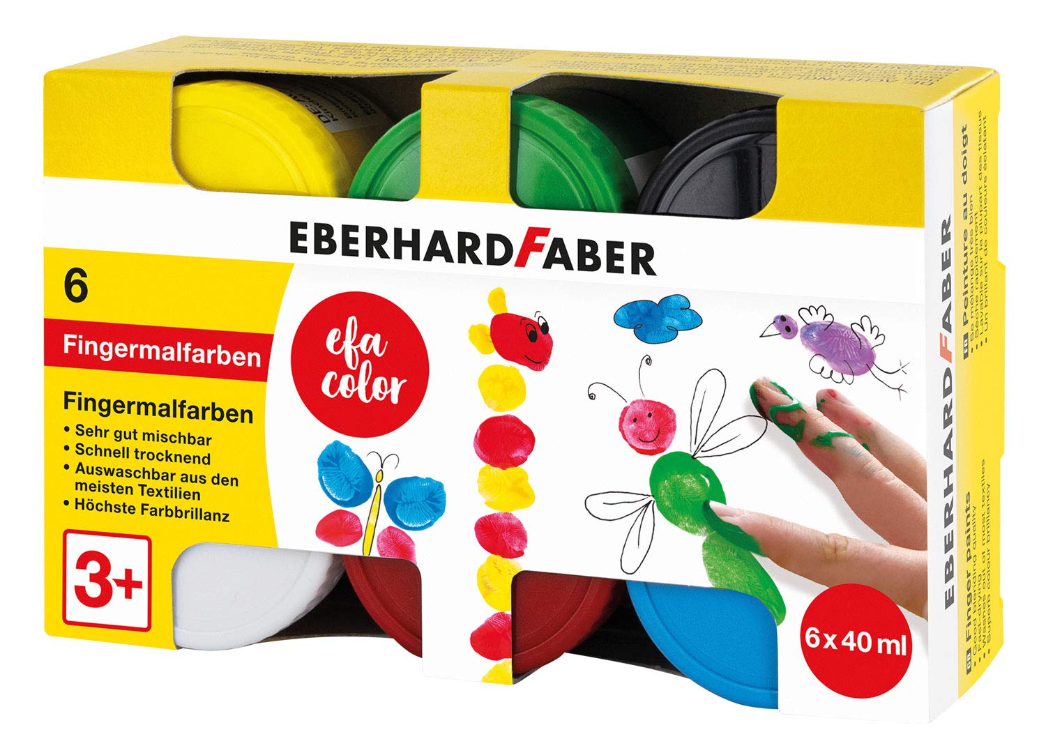 Eberhard FaberEFA Colour 578606 Finger Paints 6 Colours 40 ml Each Non-Toxic Finger Paints Children