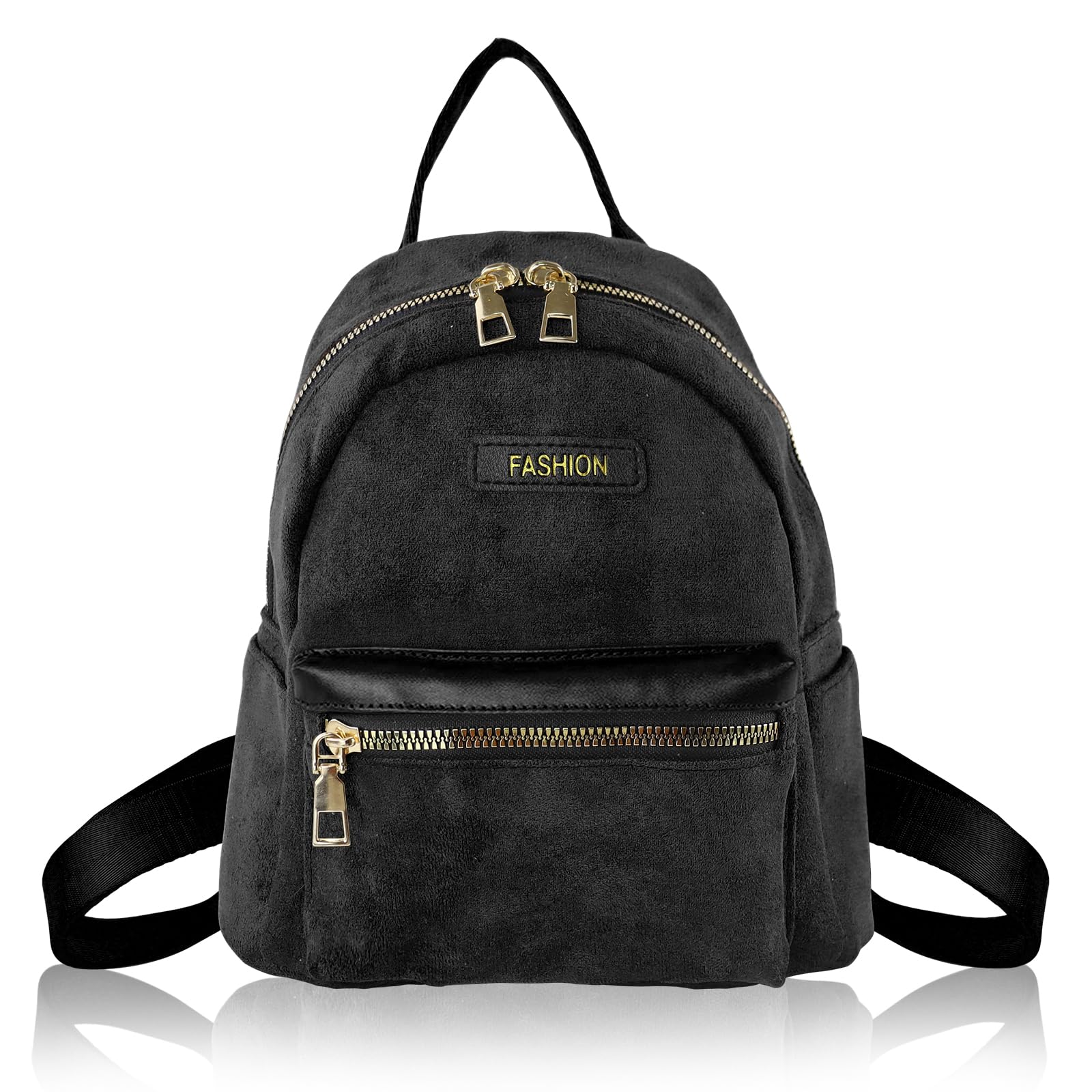 WisePoint Small Backpack for Women, Suede Womens Backpack Small Backpack Purse with Handle, Small Backpacks Ladies Backpack (black)