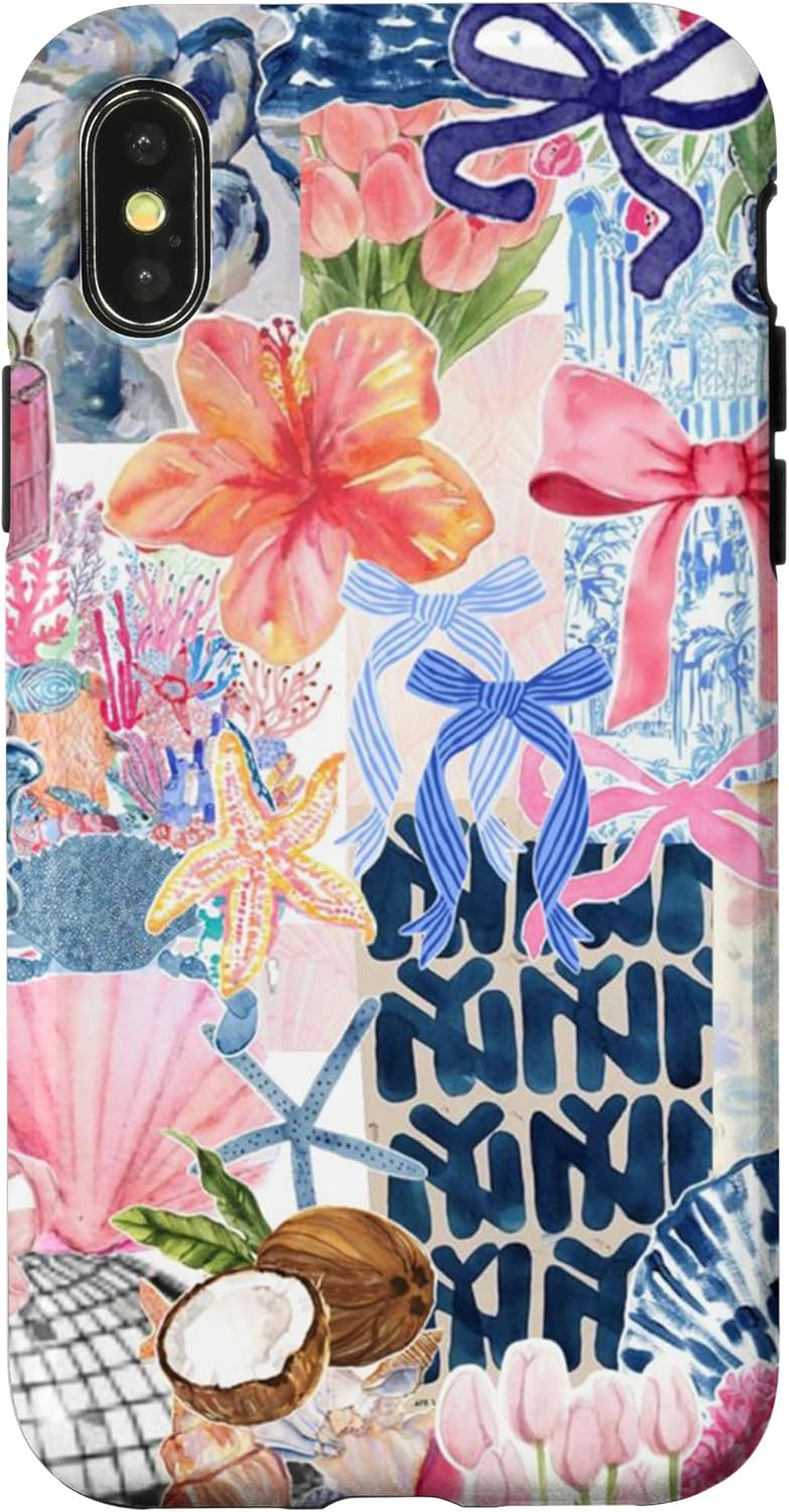 iPhone X/XS Beachy Blue Coquette Collage Preppy and Cute Aesthetic Case
