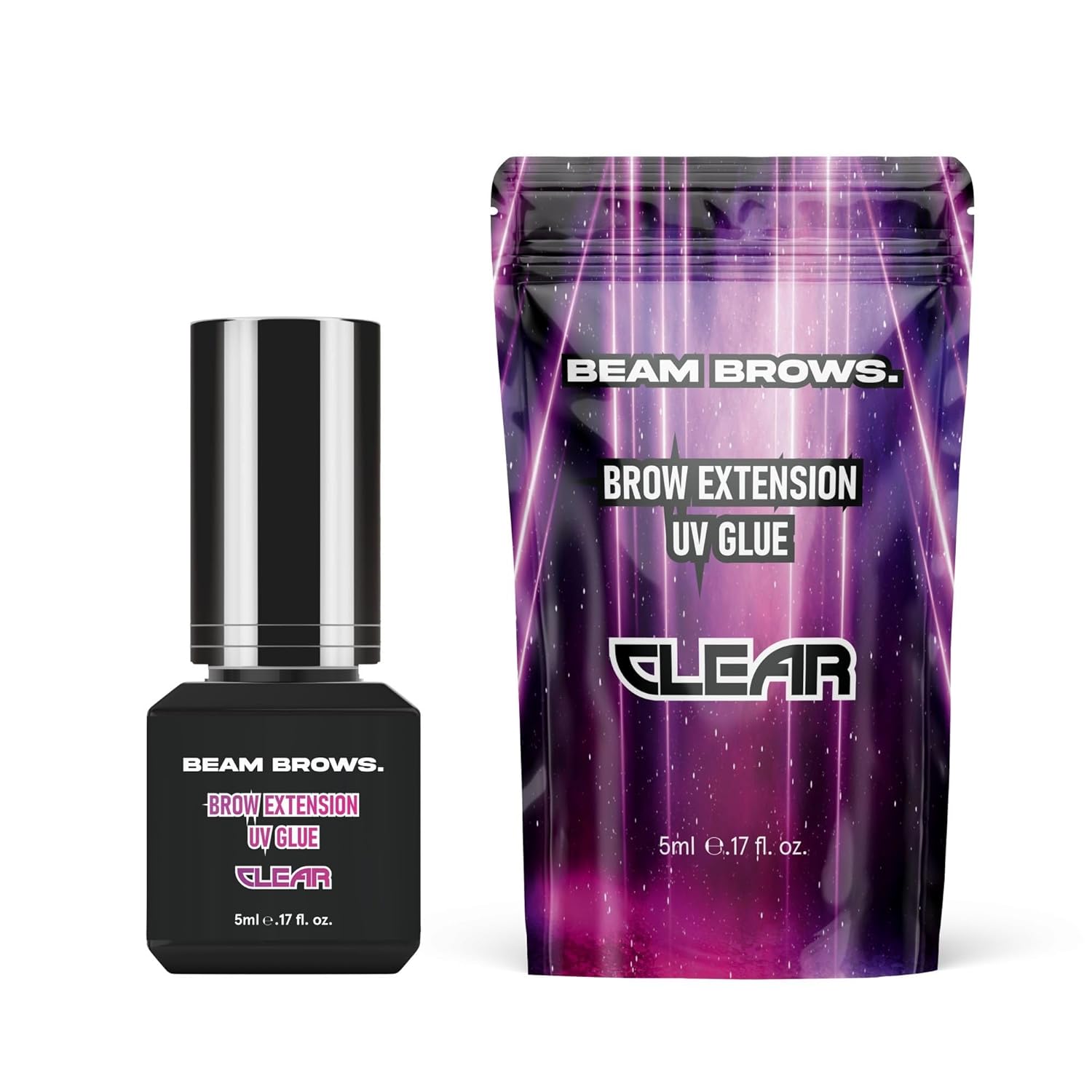 BEAMLIGHT LASHES UV Brow Extensions Glue - Fast-Curing Transparent Eyebrow Adhesive for UV Extension Systems - Flexible, Long-Lasting Hold, Smudge-Proof Finish (Clear)