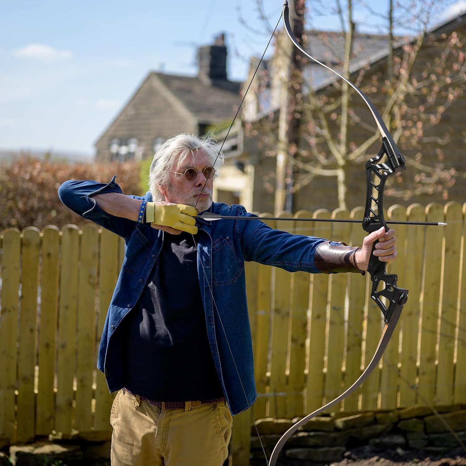 57" Recurvebogen Pfeil und Bogen Set für Erwachsene Rechte Hand 30-60LBS Jagd Longbow Set für Die Jagdpraxis Outdoor-Sportarten