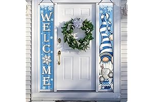 Deroro Welcome Winter Blue Gnome Porch Banner Sign