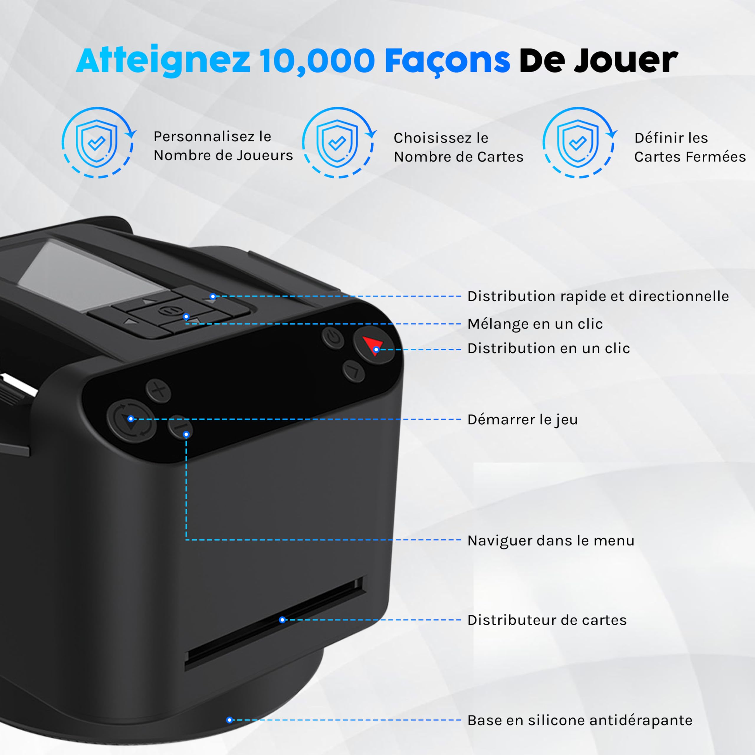 Mélangeur de Cartes Automatique avec Distribution | Rechargeable USB, Silencieux & Rapide | Idéal Poker, Blackjack et Jeux de Cartes