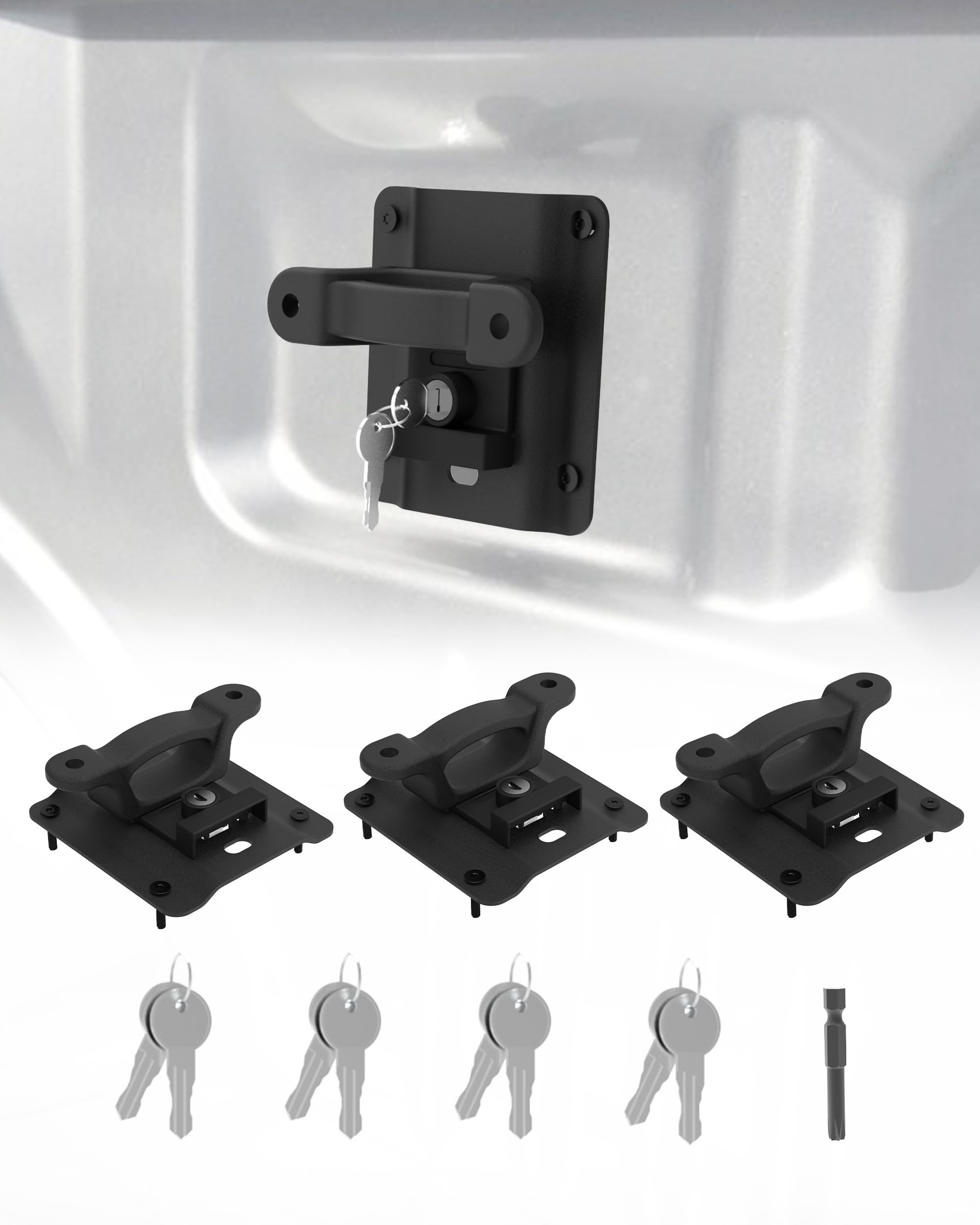 RETRUE Anclajes de amarre para caja de camioneta adecuados para F150 F250 F350 2015-2025, accesorios de amarre y anclajes de camión de repuesto #FL3Z-99000A64-B/FL3Z-9928408-AB, 4 piezas