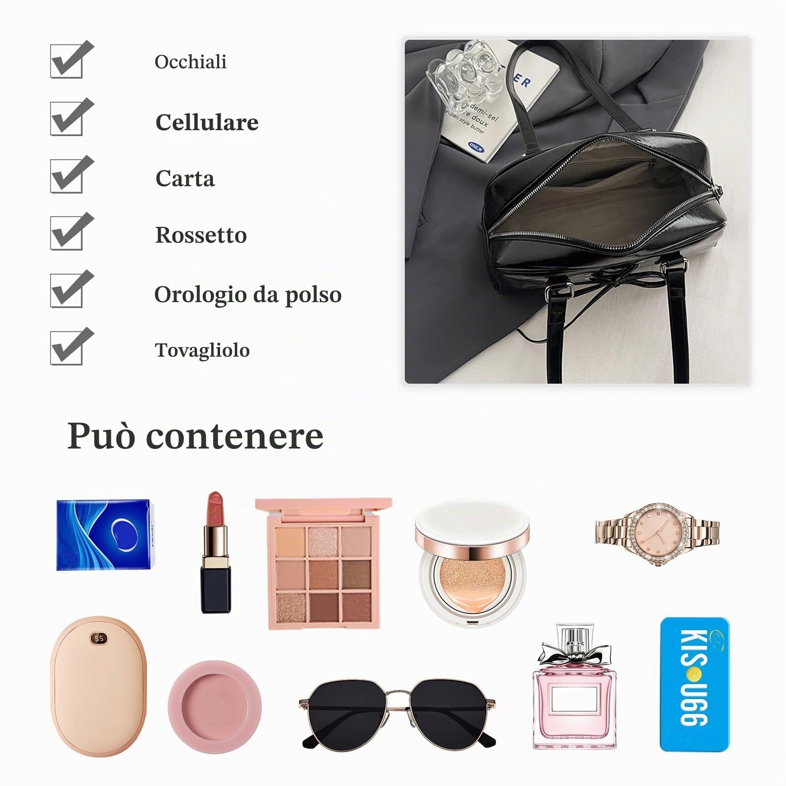 Elegante Borsa a Mano da Donna PU Pelle Impermeabile a Spalla Piccolo per la Spesa Ascellare Moda Viaggio Lavoro Shopping Tote Nero