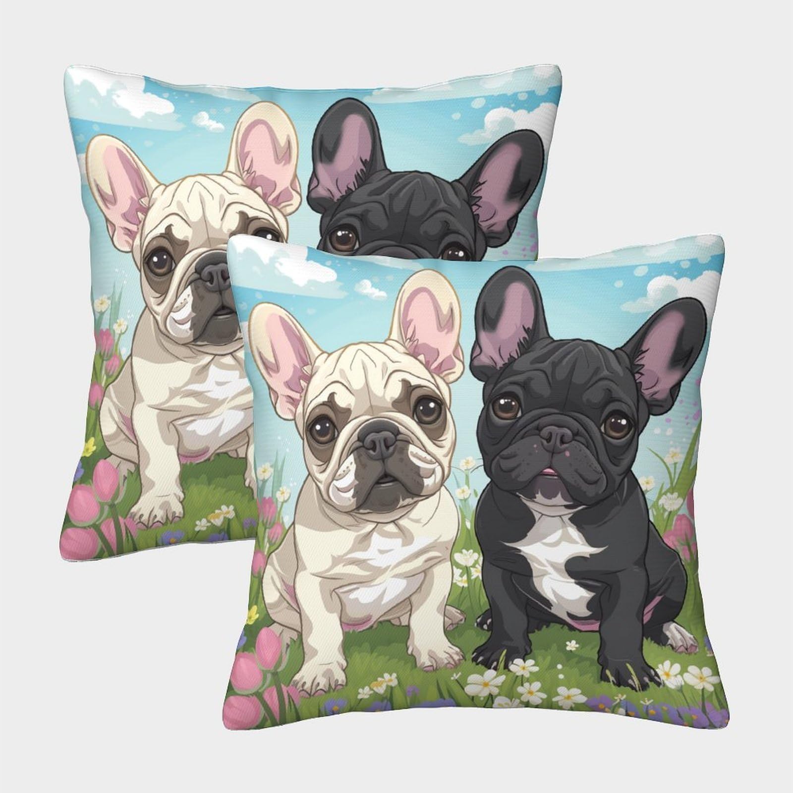 kaiyun 2 Pack Cute Dog Personalised Cushion Cover Home Sofa Decoration 40x40cm Pillow Covers