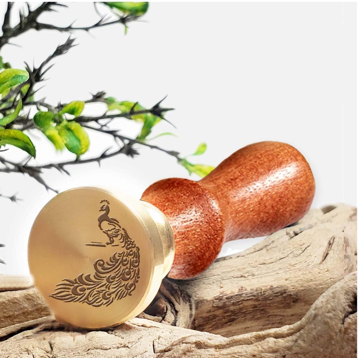 Peacock Wax Seal Stamp - Rosewood Wood Handle 1 Die