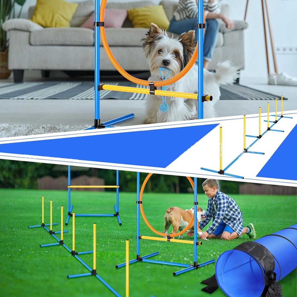 Dog Agility Training Equipment Set,Portable Dog Agility Course Backyard Set with 9ft Dog Tunnel, Weave Poles, Hoop Dog Jumps,Dog Training Kit for Indoor & Outdoor - image 6