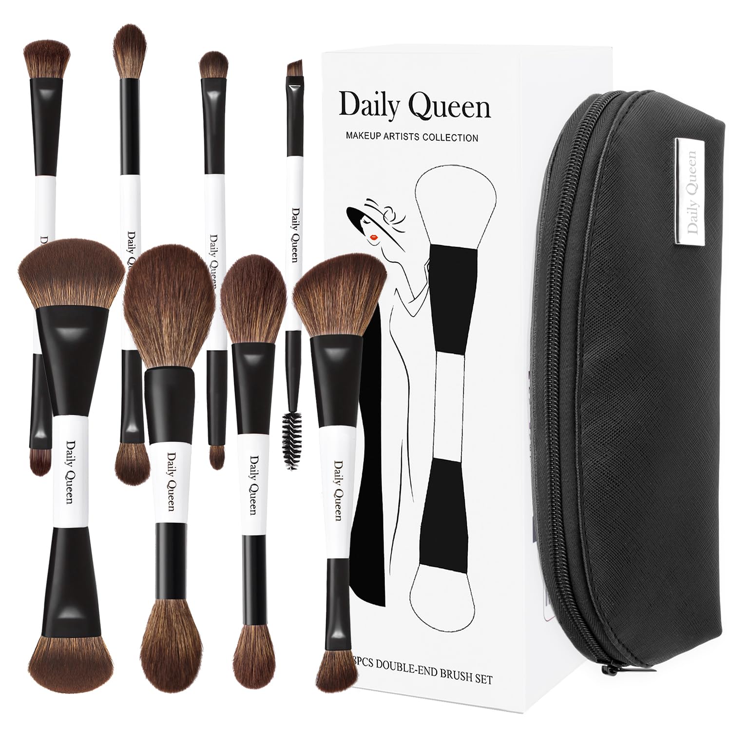 Amazon.com: Daily Queen Portable Makeup Brush Set 8pcs Dual Kabuki