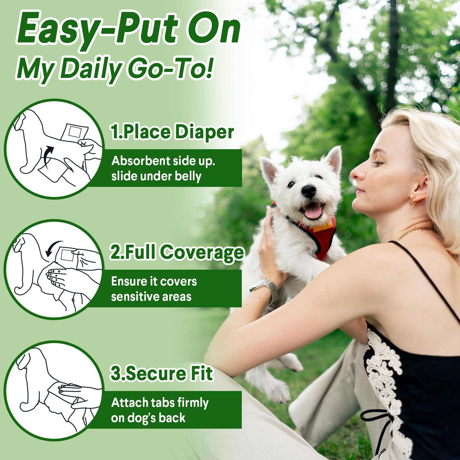 Flying Paws Pannolini per cani maschi, M-24 usa e getta con carbone attivo, neutralizzazione degli odori, pannolini morbidi e traspiranti, pantaloni per incontinenza per cuccioli M-24 Count