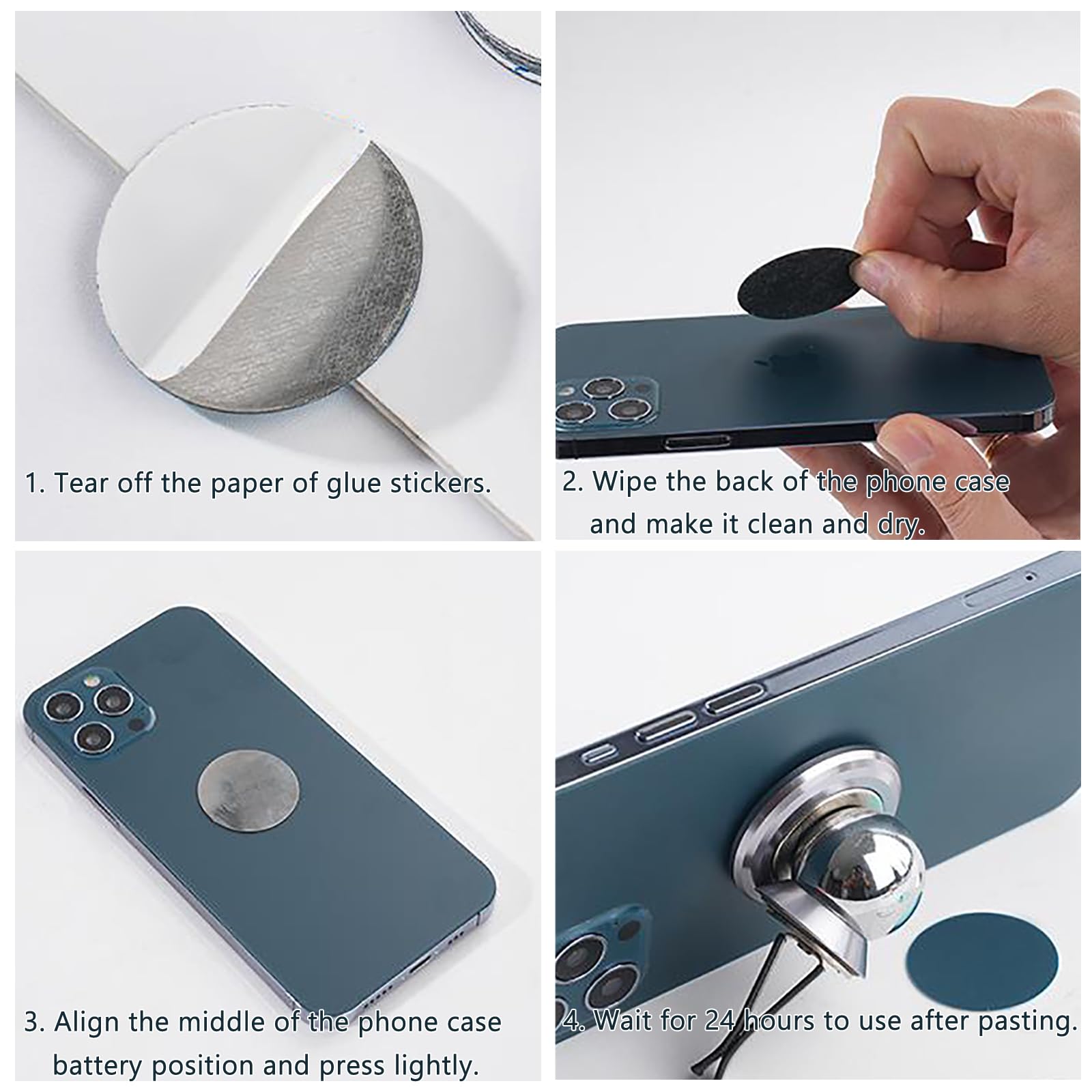 TENOC Placas de metal para montaje magnético para teléfono, accesorios de conversión de soporte magnético universal para coche, 4 unidades, color plateado