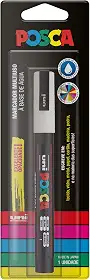 POSCA, UNI, Caneta Marcador PC-3M, Ponta Fine, traço de 0,9mm a 1,3mm, Branca, Blister com 1 Unidade