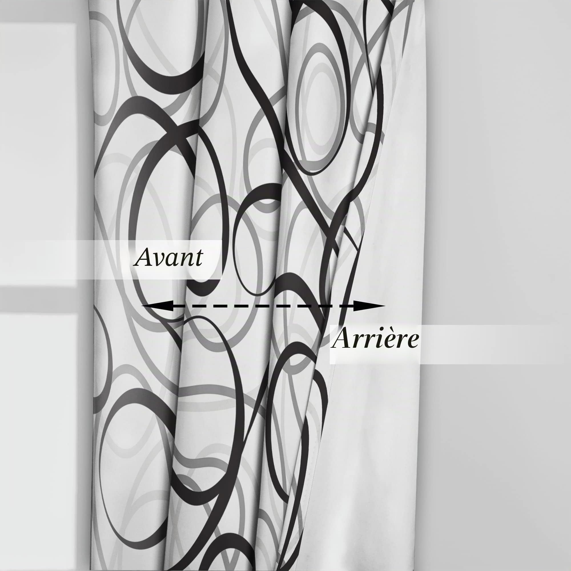 Lot de 2 Rideaux occultants à Motif géométrique Noir Gris Blanc avec Lignes abstraites et Motif Art Moderne bloquant la Chaleur pour Salon, Chambre à Coucher, 132 x 213 cm