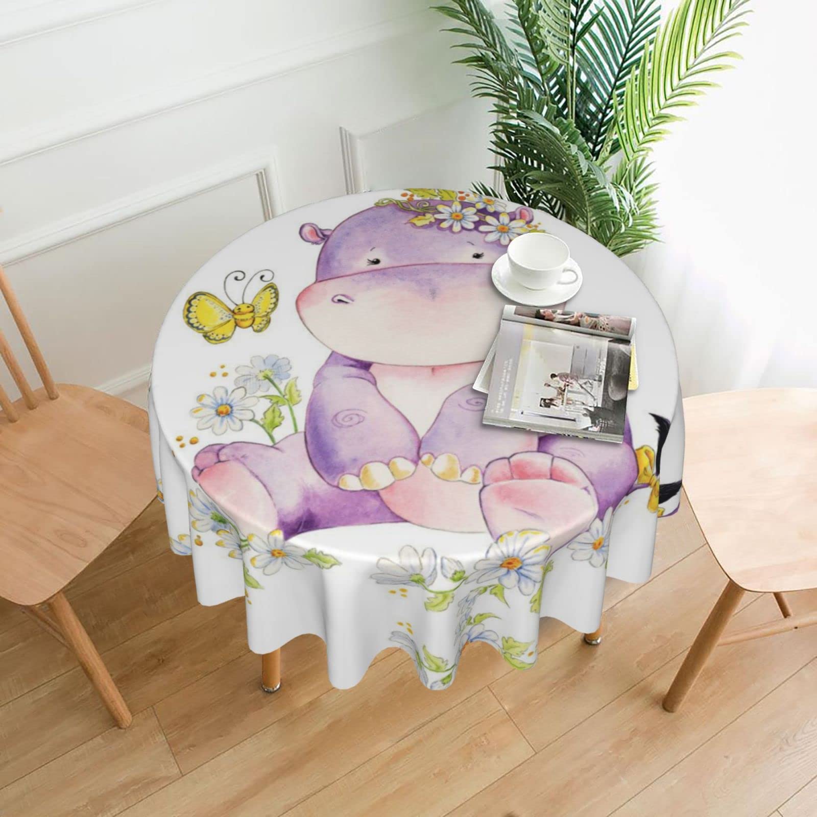 Lawenp Butterfly Decorative Round Table Cloths - 60 Inches in Diameter for Buffet Tables, Parties, Holiday Dinners.