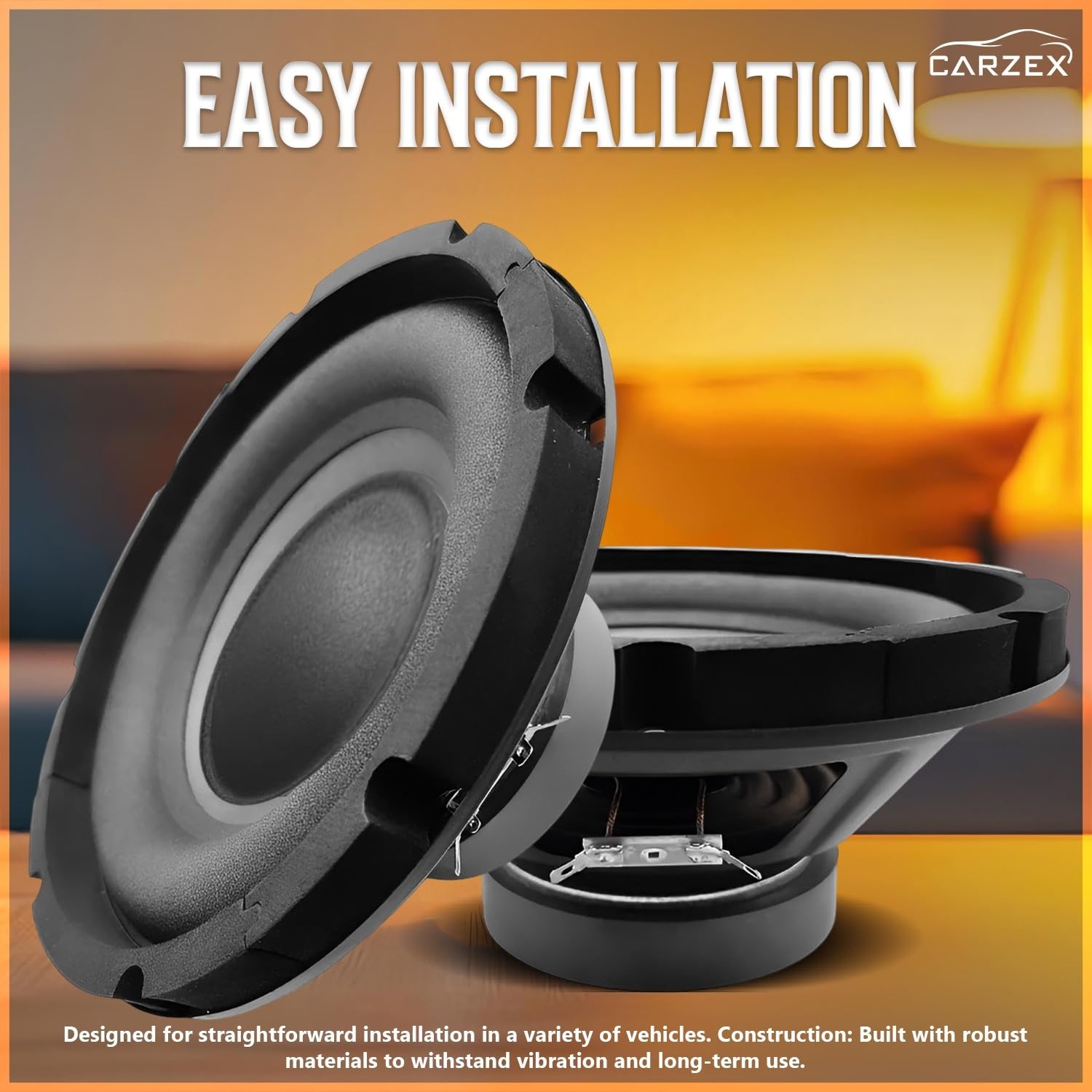 Carzex 6.5 Inch 250w Car Door Subwoofer 40w RMS 4 ohm Deep Bass Subwoofer for Custom Car Audio Projects (1" Voice Coil | 90 x 30mm Magnet)