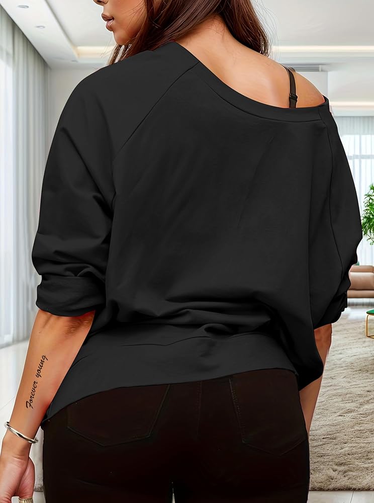 トップス celon off shoulder sweat Hilinker Women's Off Shoulder Sweatshirt Sexy Hollow Out