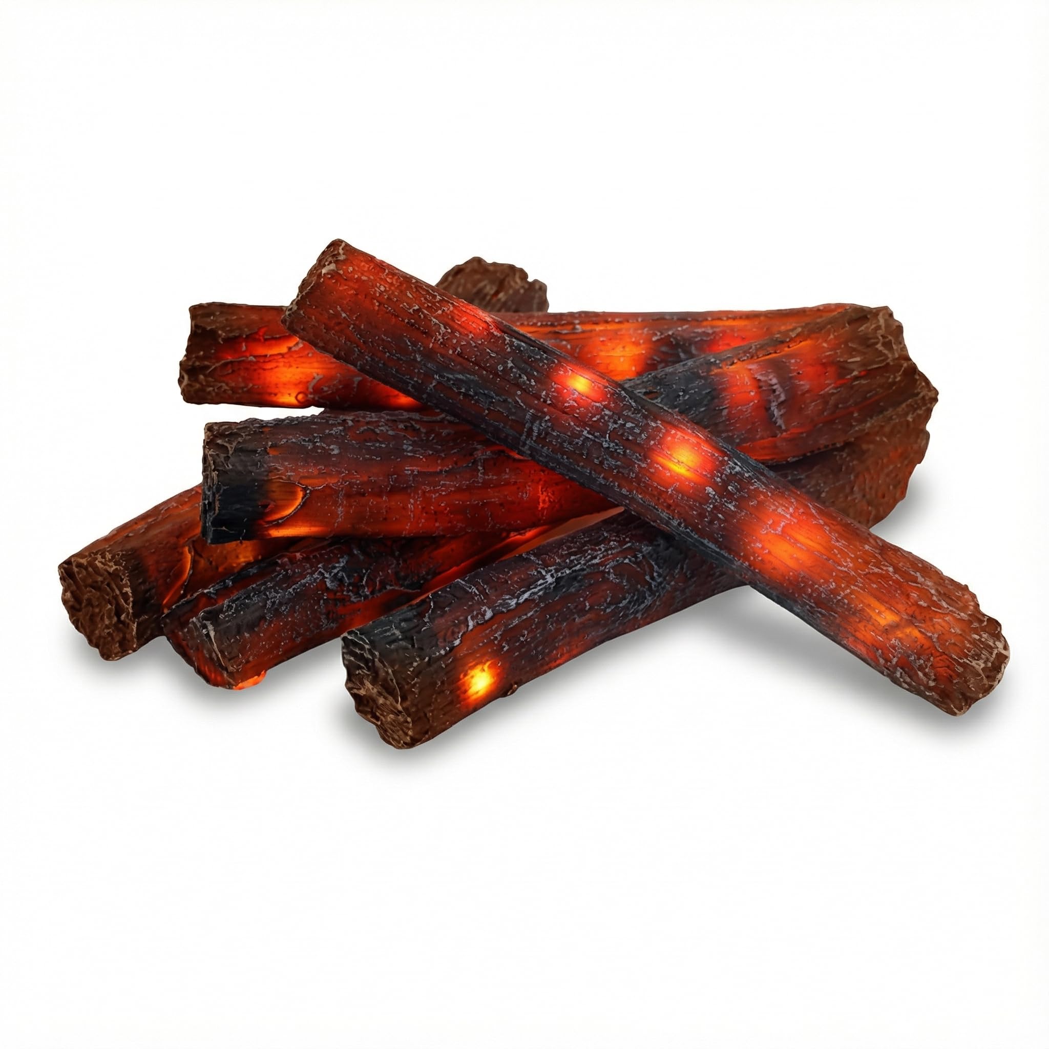 Photo 1 of Tuanse 10 Pcs 8.7 in, 16 in Flameless Fake Fire Log Spring Summer Beach Camping Themed Party Decorations Fake Campfire Battery Operated Artificial Fire Pit for 4th of July Easter Party Decor