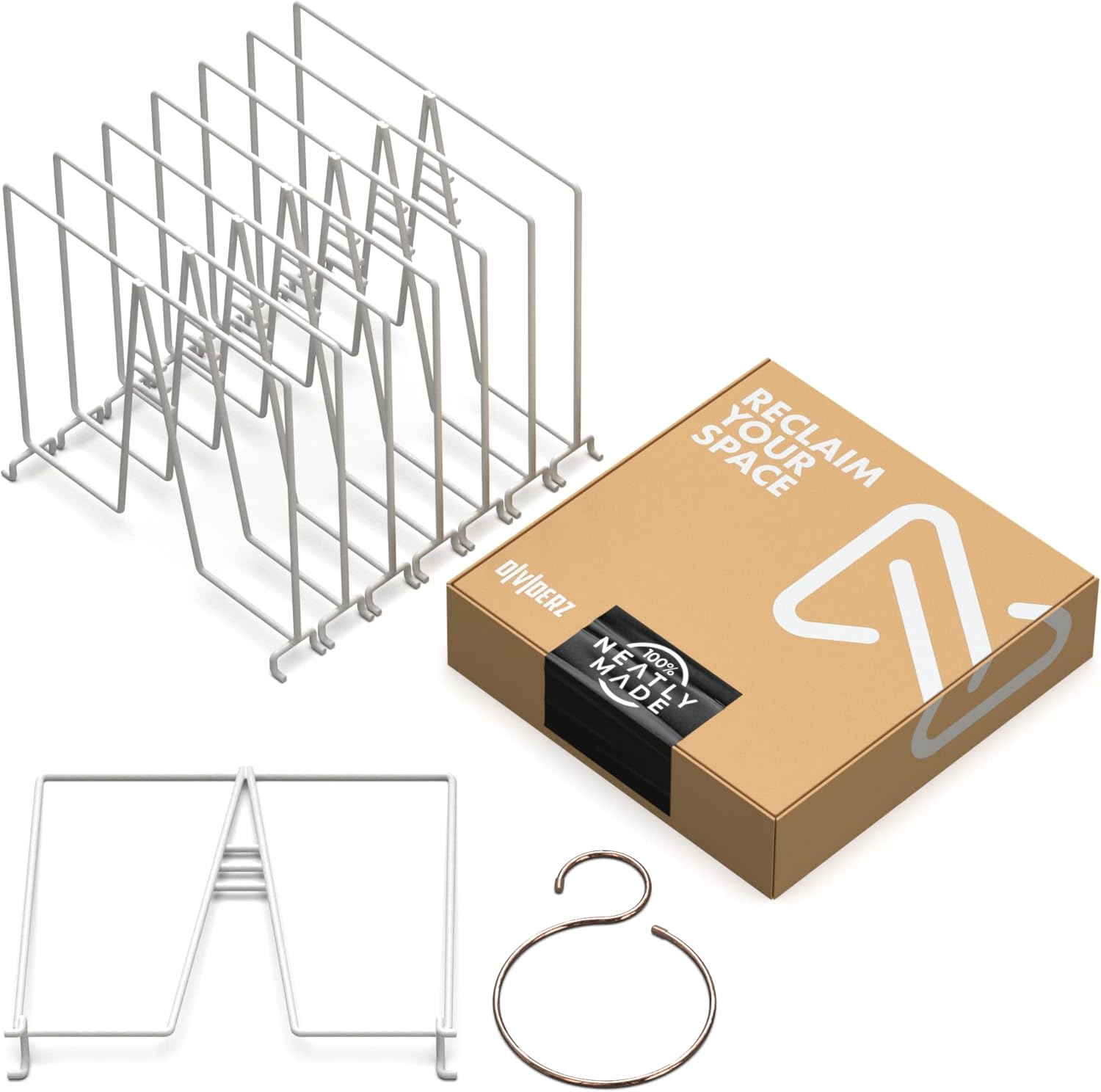 Neatly Made White Wire Shelf Dividers for Closet Organization 8Pack