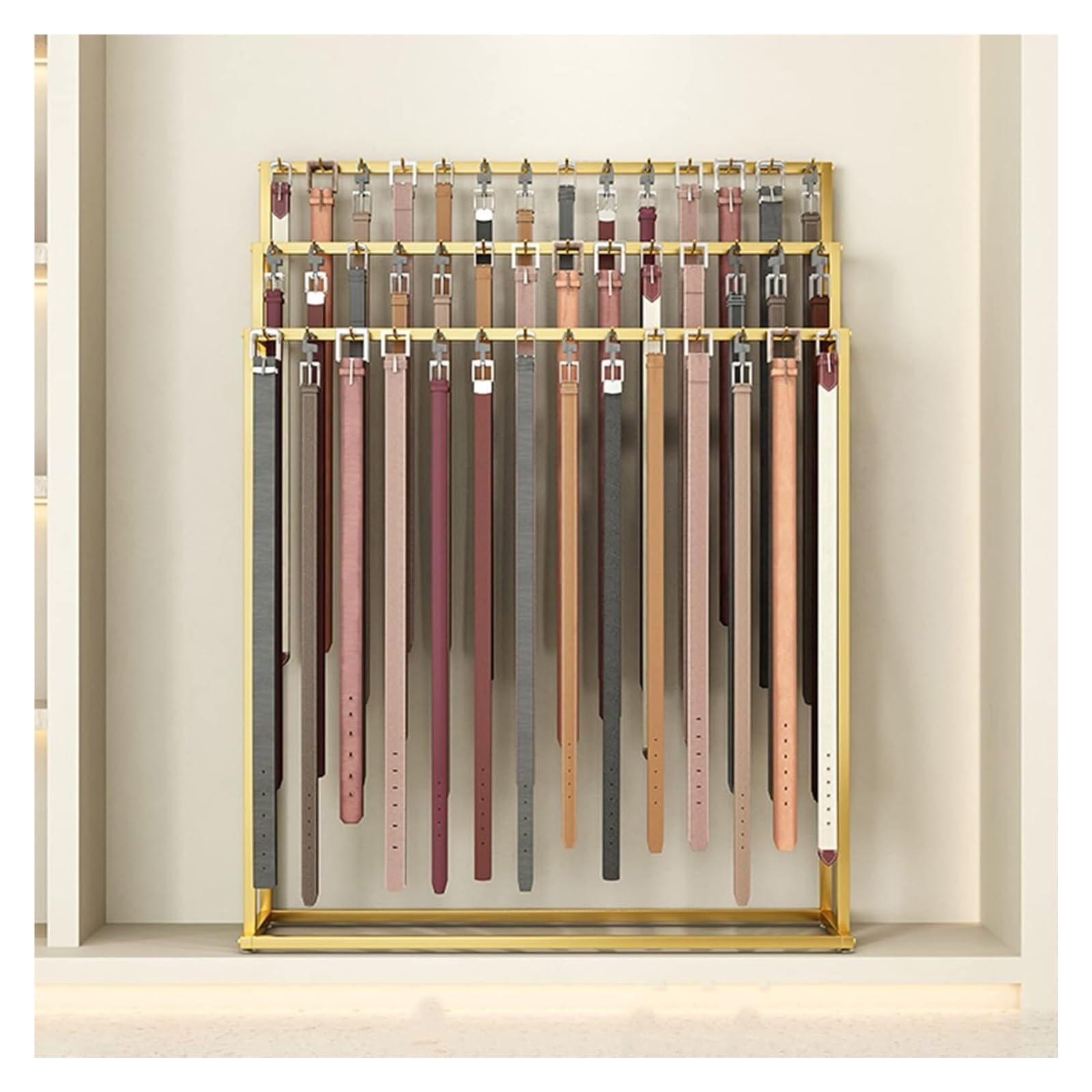 Kleiderstange, Kleiderständer, Gürtel-Ausstellungsständer, 3 Ebenen, Bodenständer, Metall-Gürtel-Aufbewahrungsregal, Business-Männer-Krawatten-Ausstellungsständer für Studio/Bekleidungsgeschäft,