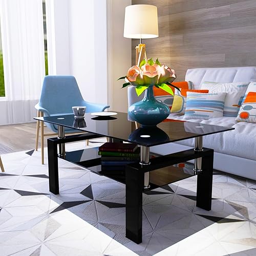 Miniatura 1 de Mesa de centro de cristal moderna de cristal, mesa de té perfecta para sala de estar, oficina, mesa de centro transparente fundible y simple, mesa