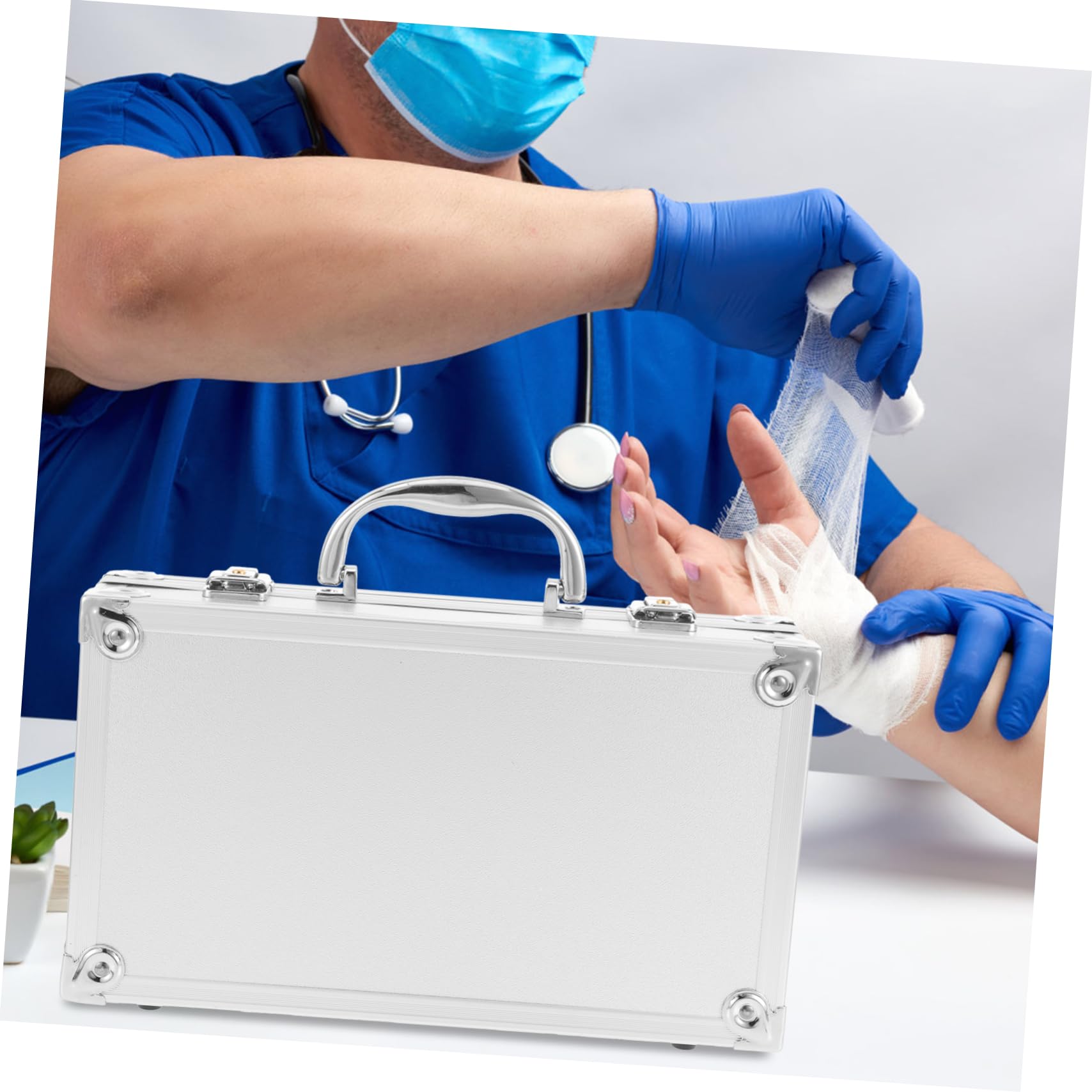Didiseaon Botiquín Multiusos de Aleación de Aluminio Plata, Maletín Médico Portátil Resistente y Ligero para Oficina y Escuelas, Estuche de Transporte Seguro y Compacto