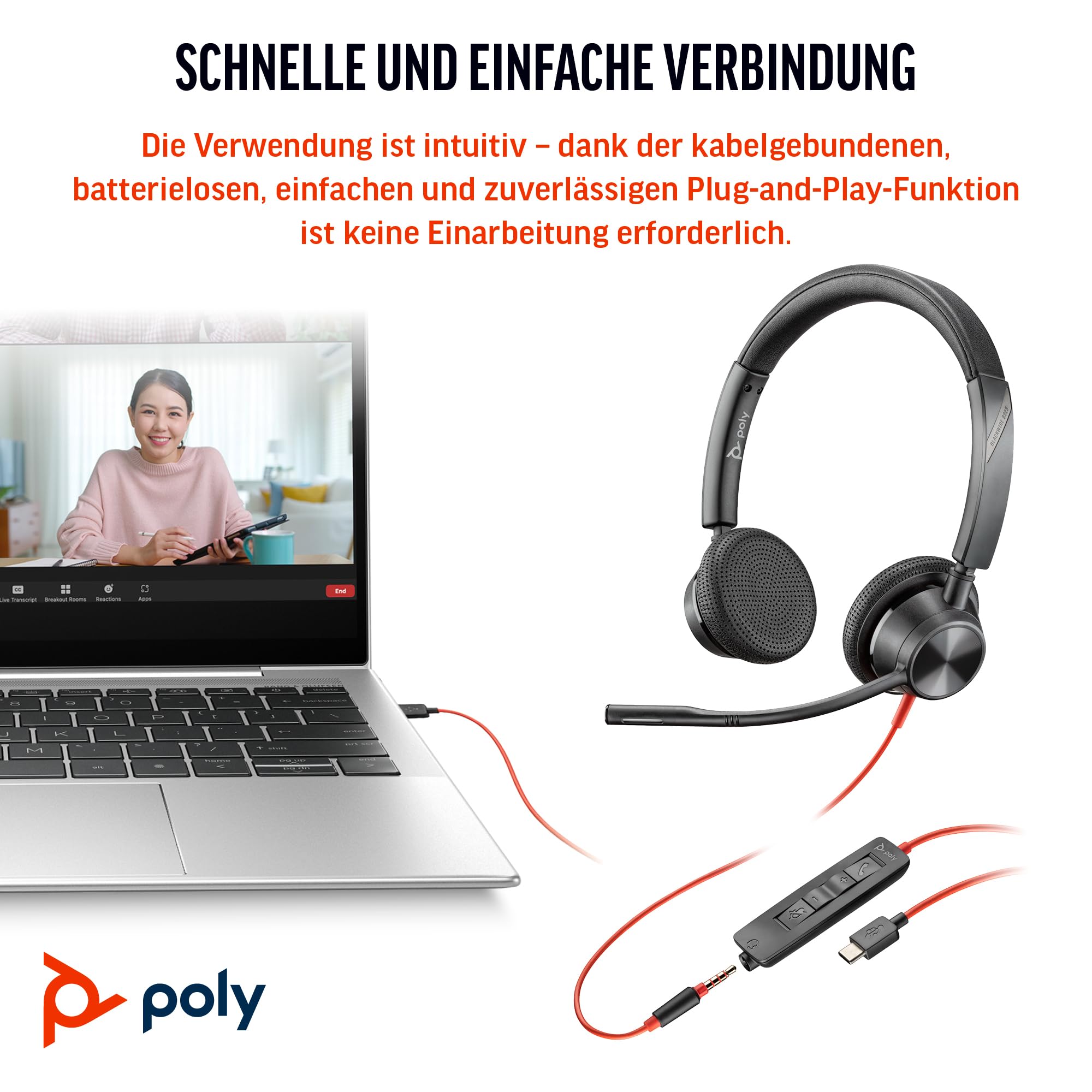 Poly Headset Blackwire C3325 Teams USB-A/C etail – Bild 3