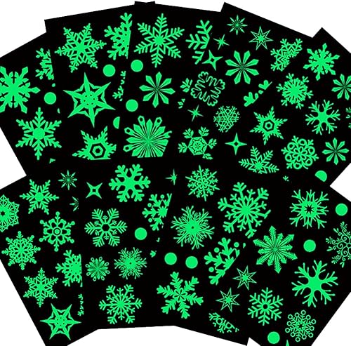 Miniatura 3 de 93 calcomanías de copo de nieve que brillan en la oscuridad, calcomanías de copo de nieve de vidrio para ventana, calcomanías no adhesivas,