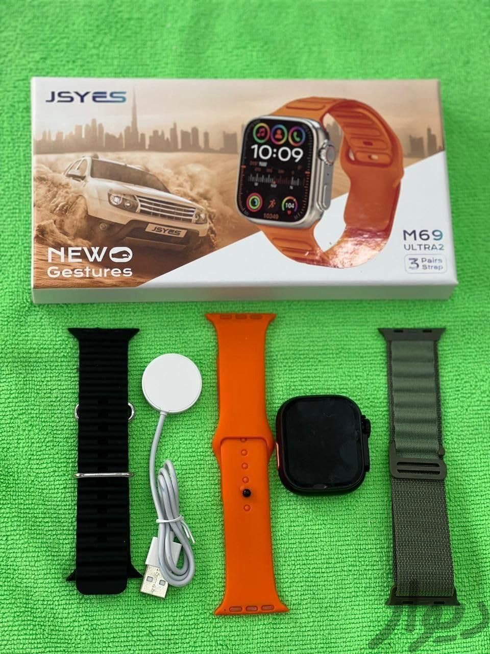 GenericJsyes Smart Watch 3 Straps Wireless Charger Full Display Ultra2 Black