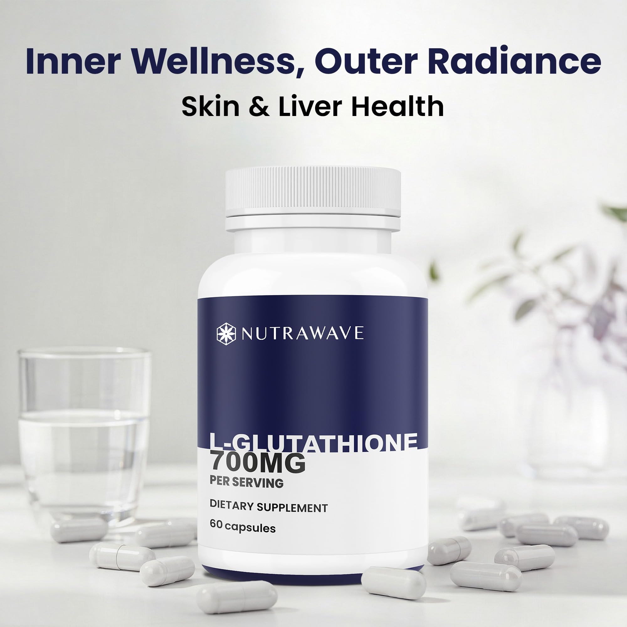 Nutra Wave L-Glutathione Reduced 700mg – L-Glutathione Supplement Capsules for Women & Men – Non-GMO, Vegan – 60 Capsules : Health & Household