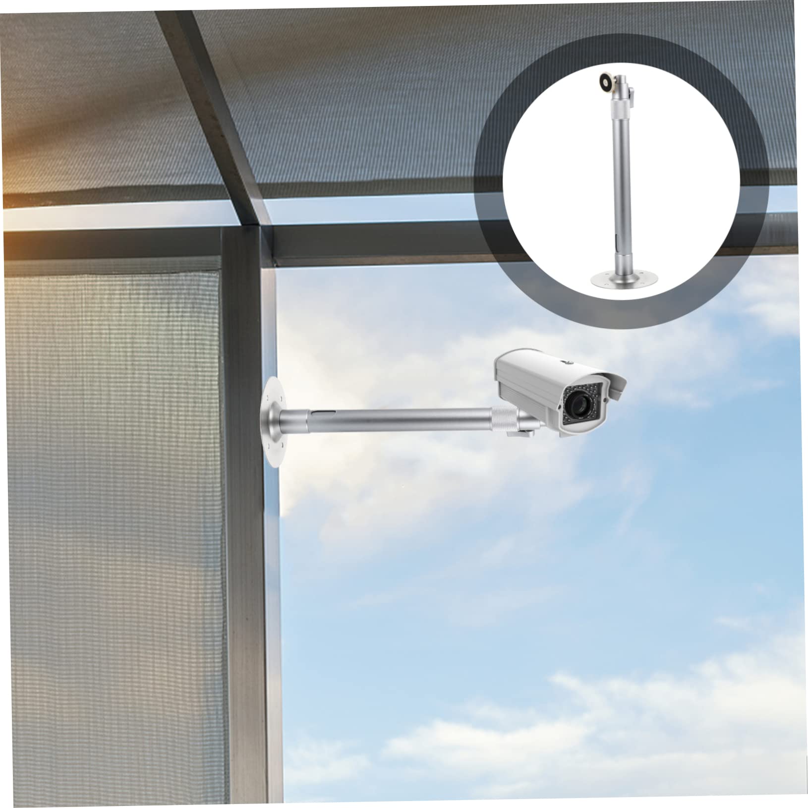 SHINEOFI Staffa Telescopica per Telecamera Sorveglianza in Lega Alluminio Posizionamento Flessibile 30-60 Cm