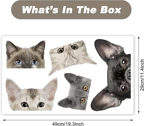 Miniatura 6 de Calcomanías divertidas de pared de gatos, calcomanías realistas de pared de gatos ocultos, calcomanías de vinilo removibles para cabeza de gato,