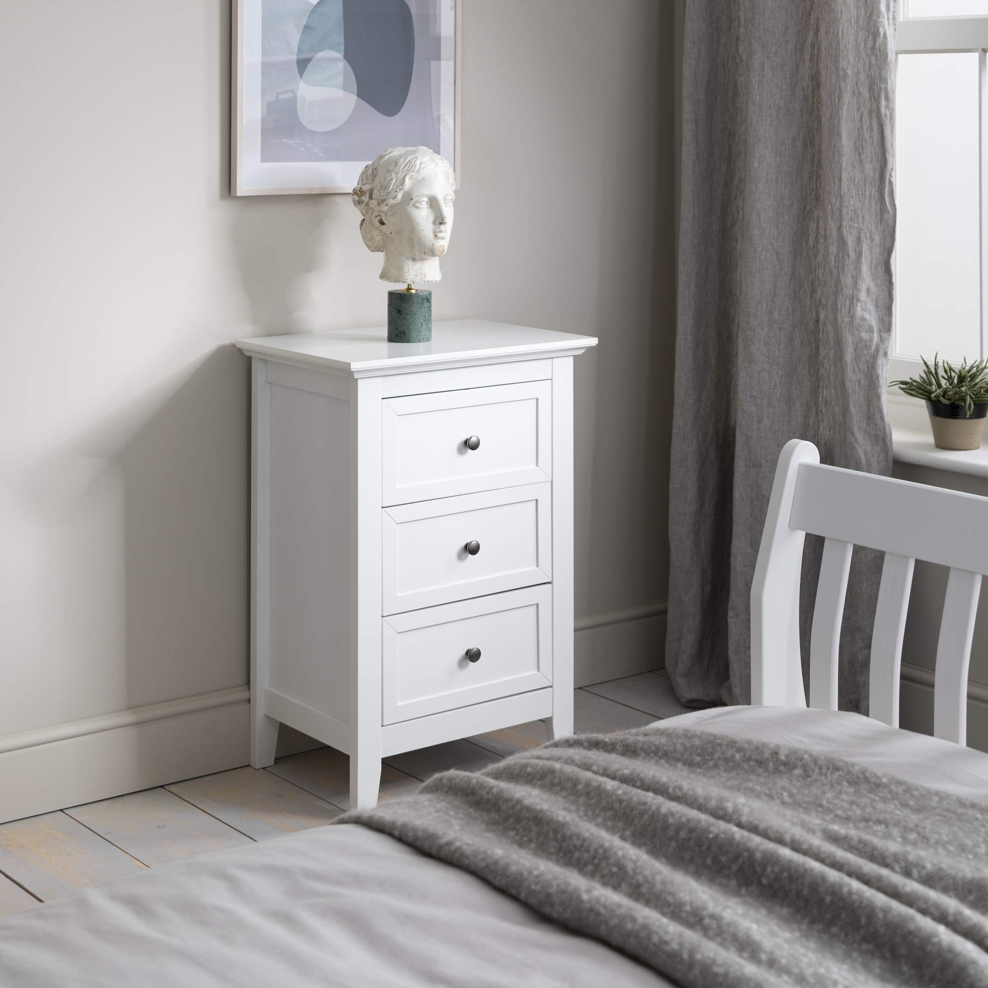 Noa and Nani Karlstad Side Table Chest 3 Drawer In Classic White